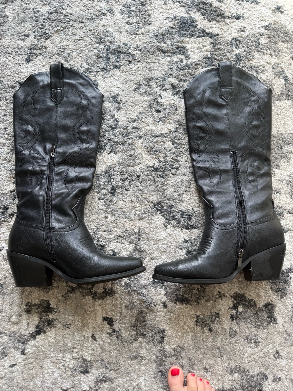 Black Women's Cowgirl Zip Boots